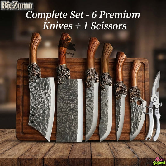 Kitchen Knife Set 7-Piece Stainless Steel Professional Chef Knives with Boning Slicing Carving Peeler Butcher Knife & Scissors