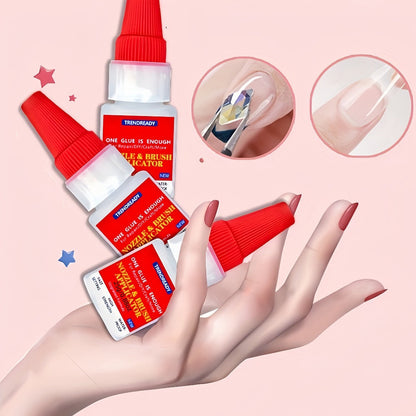 Nail Glue Salon Grade Super Glue 2-Pack, Clear Adhesive for Artificial Nails, Multi-Surface, with Dropper & Brush