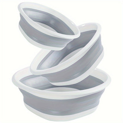 Collapsible Basin Set 3pcs – Foldable Wash Basin, Portable Dish Tub & Laundry Basket for Kitchen, Camping, Hiking & Home Storage