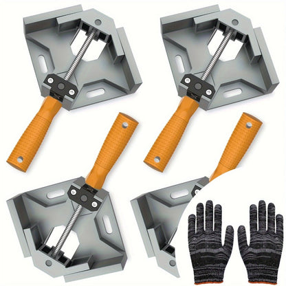 Right Angle Woodworking Clamp Set 2 & 4-Piece, Adjustable Aluminum Alloy Swing Jaw, 90-Degree Corner Clamps for Welding