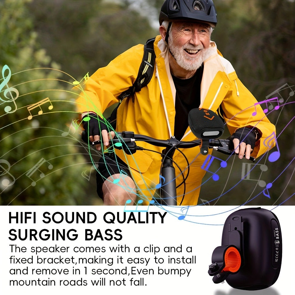 Bluetooth Bike Speaker, IPX5 Handlebar Speaker with Battery, FM, TF, AUX, TWS & Hands-Free Calls