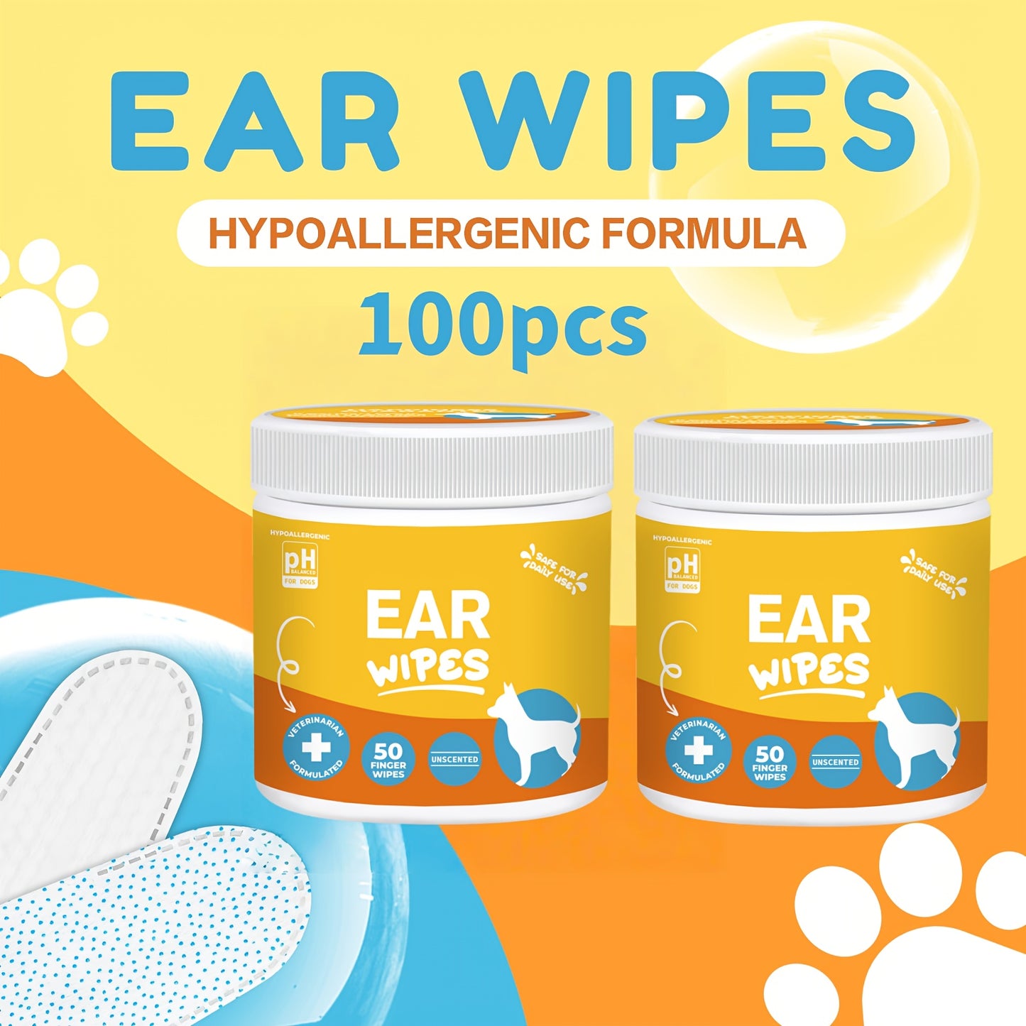 Pet Cleaning Wipes for Dogs & Cats – Ear Wipes Eye Wipes Dental Wipes Teeth Cleaning Kit, Soothing Deodorizing Itch Relief Coconut Scent