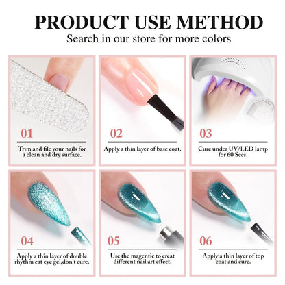 Cat Eye Gel Nail Polish Jelly Blue 0.54oz Sheer Glass-Like Finish – UV LED Soak-Off Long-Lasting Gel Polish for Manicure & Pedicure