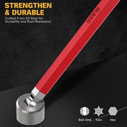 Allen Wrench Set Ball End Hex Key – SAE & Metric Color-Coded with T-Handle & Torx Keys Chrome Vanadium Steel for Bicycle Repair Auto DIY