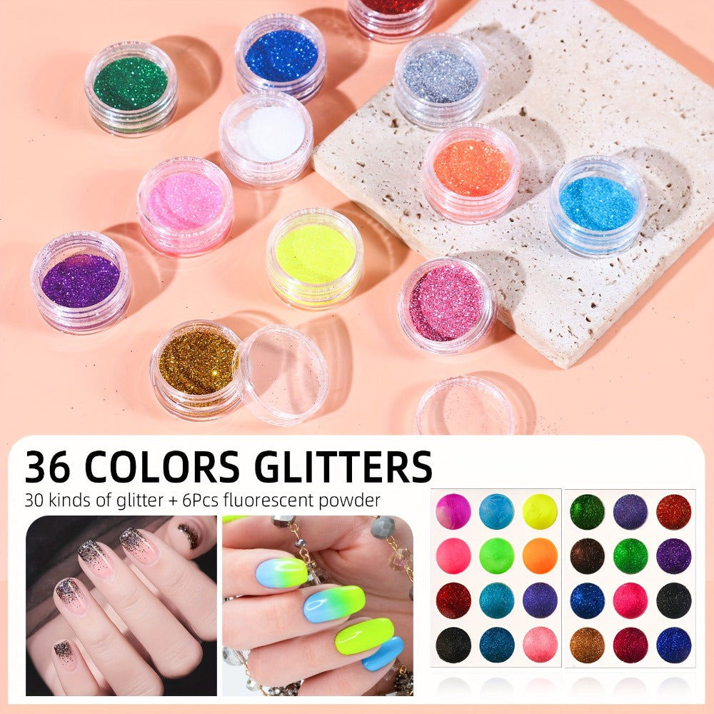Complete Acrylic Nail Kit with Drill & UV LED Light, Colored Acrylic Powders & All Tools Included