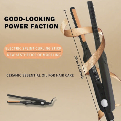 2-in-1 Ceramic Flat Iron Hair Straightener Curling Iron Adjustable Temperature Portable Mini, for Home, Travel and Salon Hair Styling
