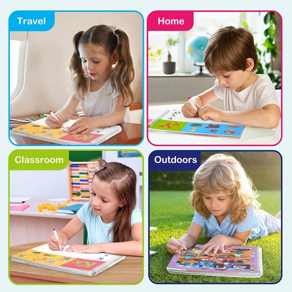 Preschool Busy Book for Toddlers Ages 2-6, 50 Pages Tracing Writing Drawing Activity Workbook, Kindergarten Readiness Practice Book