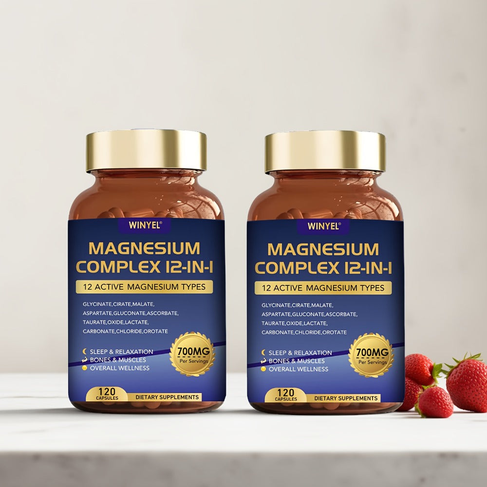 Magnesium Complex 700mg 12-in-1 120 Capsules with Glycinate, Citrate, Malate & Taurine for Sleep