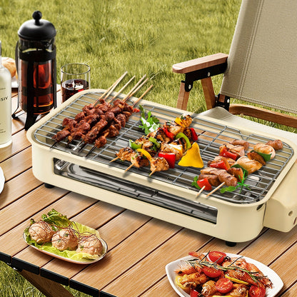 Indoor Electric Smokeless Grill 1700W with Raclette Pans, Non-Stick Plate, Portable Tabletop BBQ Griddle for Couples