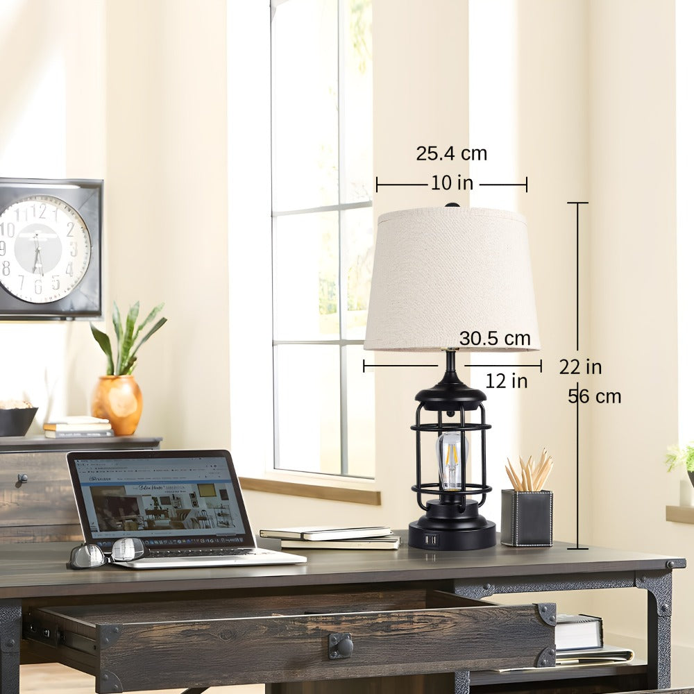 Farmhouse Table Lamps Set of 2 with 4 LED Bulbs for Entryways, Bedrooms and Living Spaces, with Listed Configuration