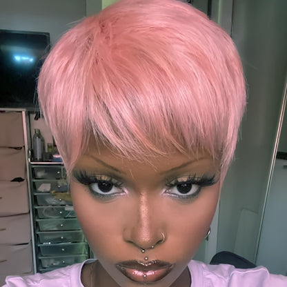 Synthetic Wig 4-Inch Layered Pixie Cut with Bangs in Six Color-Code Options for Cosplay with Model-Specific Color, Length and Cap Options