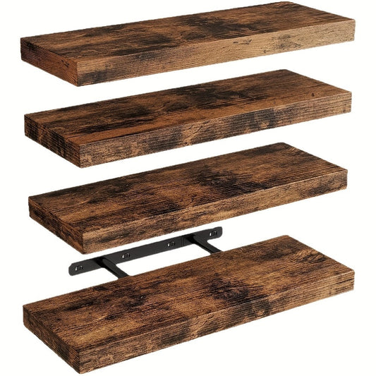 Floating Shelves for Wall 4pcs 15.8in – Wall Mounted Shelf with Invisible Bracket for Bathroom, Living Room, Bedroom, Kitchen