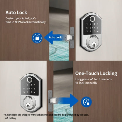 Smart Door Lock Deadbolt with Fingerprint PIN Key and Card or Cardless Black Silver Configurations