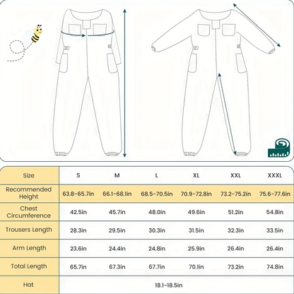 Beekeeping Suit Triple Layer Sting-Resistant Gloves 2 Veils S-3XL for Garden, Patio and Yard Use
