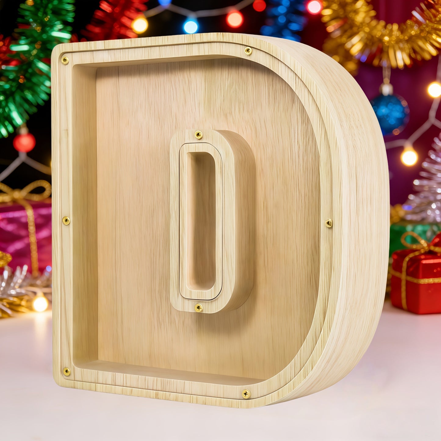Alphabet Letter Piggy Bank A-Z Wooden Coin Bank Large Capacity Transparent – Personalized Savings Box for Kids | Back to School