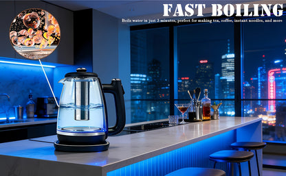 Electric Kettle 1150W Fast Heating, Removable Stainless Steel Filter, Overheat Protection & Easy to Clean