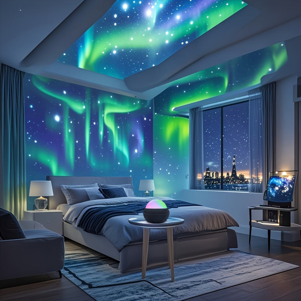 Aurora Magic Ball Light USB Plug-In with Remote, Color Rotating Aurora Borealis Effect Night Light for Bedroom