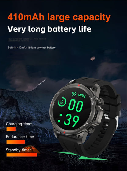 Smartwatch GPS NFC for Men – AI Voice Calling, 360×360 HD Screen, Built-in Compass, Motion Trajectory, Heart Rate Sleep Fitness