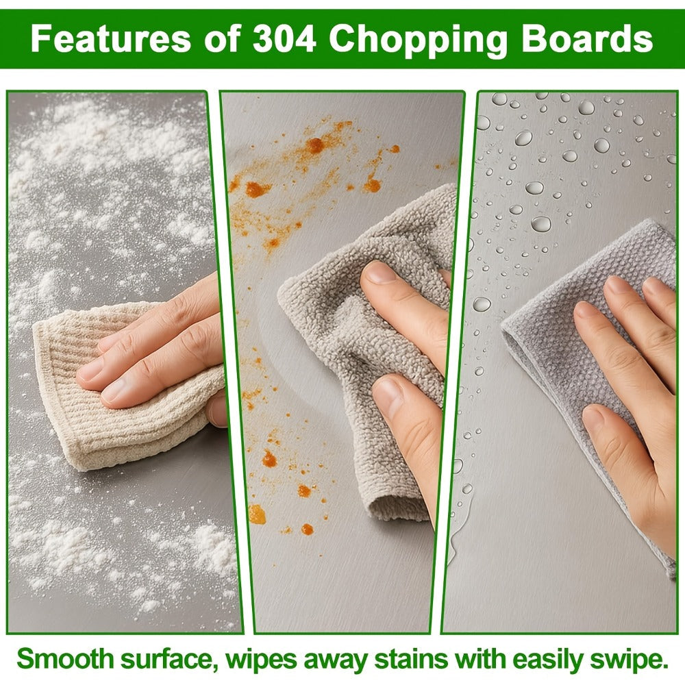 Cutting Boards for Kitchen, Stainless Steel Cutting Board Extra Large 27.5"×19.7" Double-Sided 304 Steel Board for Home & Commercial Kitchen