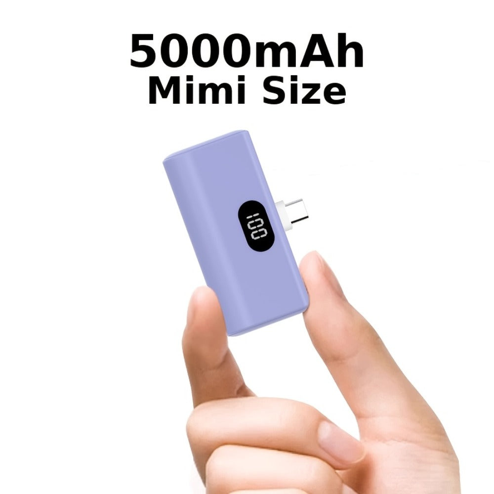 Power Bank 5000mAh Mini with Foldable USB-C Plug, 10W Listed Charging and Digital Display Pack