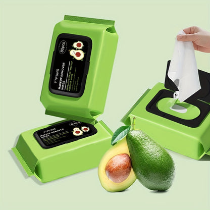 Makeup Remover Wipes Avocado Squalane Deep Cleansing Disposable Face Wipes 80 Sheets Pack for Bath Time, Home Spa and Personal Care
