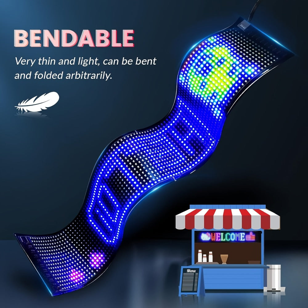 Programmable LED Sign Flexible Matrix Panel, App & USB Control, RGB Multicolor, Music Sync, Text & Animation Display for Indoor Shop