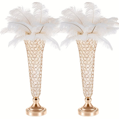 Crystal Trumpet Flower Vase Centerpieces for Wedding Table – Bling Wrought Crystal Vases for Party, Anniversary, Birthday