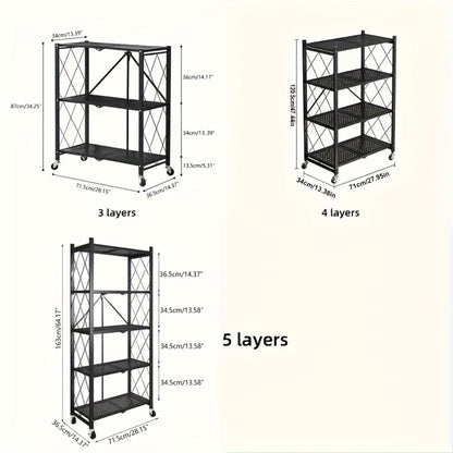 Rolling Storage Rack with Wheels, 3, 4 or 5 Tier Portable Movable Shelving Unit, No Assembly Required