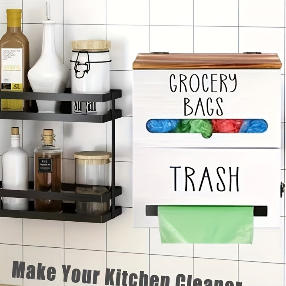 Garbage Bag Dispenser Kitchen Organizer Wall-Mount or Under-Sink Rack in Single or Dual Compartments