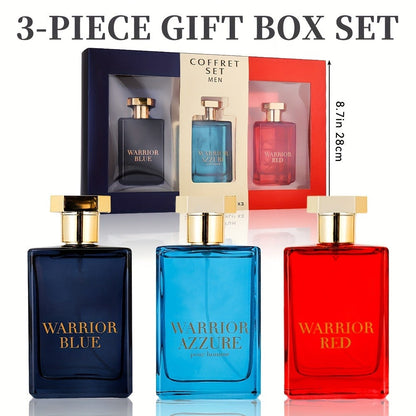 Eau de Toilette Warrior Blue 100ml Spray for Men with Single Bottle or Three-Piece Color Gift Set