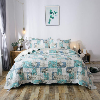 Floral Quilt Set Lightweight Bedspread Coverlet 2 or 3-Piece, All Season Hypoallergenic Breathable Paisley Patchwork Print Quilt for Bedroom