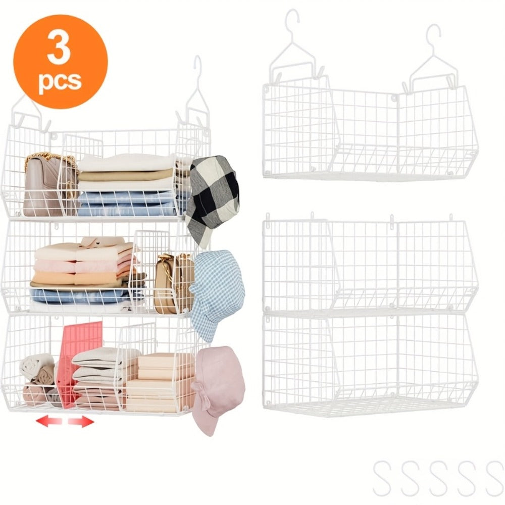 Hanging Laundry Basket Organizer 3pcs – Foldable Laundry Bag with 360° Rotating Hook for Washing Machine & Drying Rack