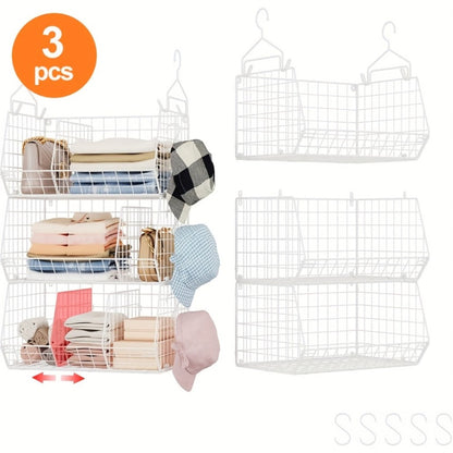 Hanging Laundry Basket Organizer 3pcs – Foldable Laundry Bag with 360° Rotating Hook for Washing Machine & Drying Rack