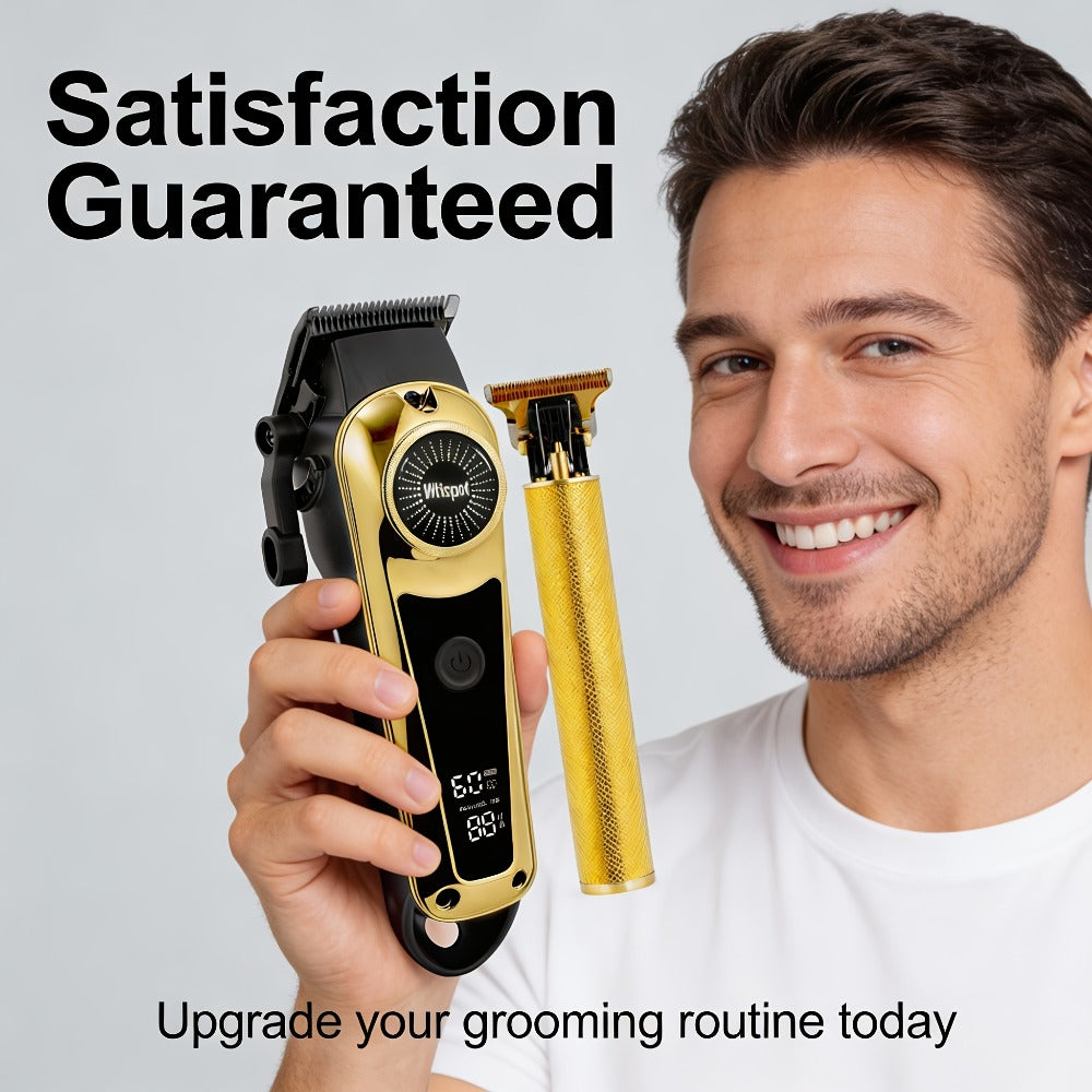 Hair Clipper Whistpot Two- or Four-Piece Cordless Grooming Set with USB Charging and Battery Displays