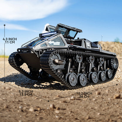 Full-Proportional RC Tracked Tank with LED Lights, Alloy Door Open Military War Vehicle Off-Road Remote Control Tank for Kids Adults