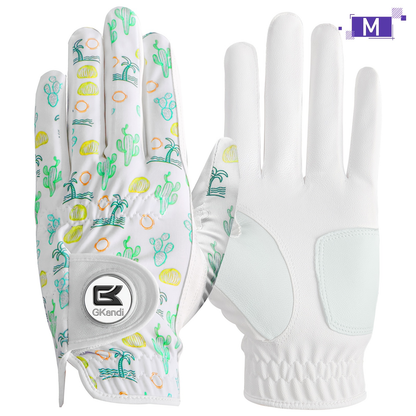 Men's Golf Glove Left Hand with Ball Marker – Breathable All Weather Grip, Hook & Loop Closure, Sizes S M ML L XL, USA Flag, Blue & White