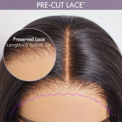 Glueless Straight Human Hair Wig 4x4 Lace Closure Pre-Plucked Natural Hairline Versatile Parting Natural Black 12-28 Inch Women No Glue