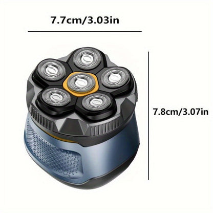 6D Magnetic Rotary Head Shaver IPX7 Waterproof Rechargeable – Quiet Motor Bald Head Shaver & Beard Trimmer with Replaceable Magnetic Blade