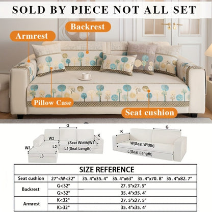 Sofa Cover, Geometric Embroidered Knit Couch Pad in Gray, Blue or White with Three Size Options