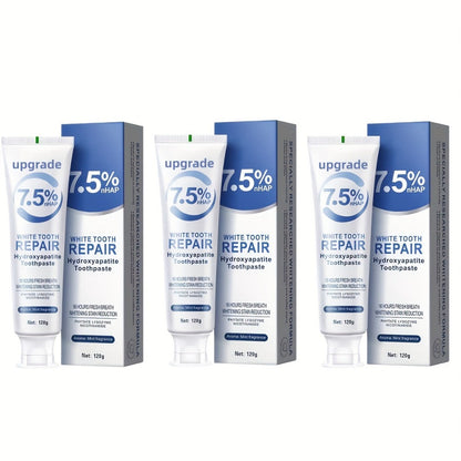 Hydroxyapatite Toothpaste 3-Pack 7.5% Nano Formula Whitening Toothpaste with Toothbrush Teeth for an Everyday Personal Care Routine