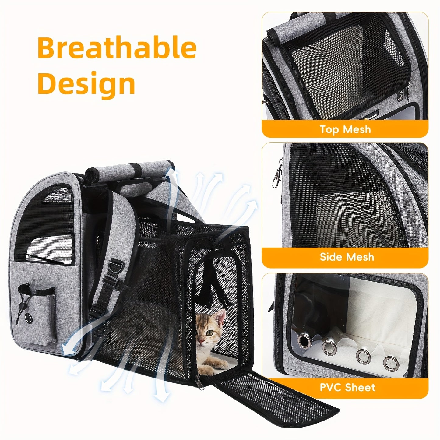 Expandable Pet Carrier Backpack | Airline Approved Foldable Cat Dog Travel Bag for Small Medium Pets, Breathable Mesh