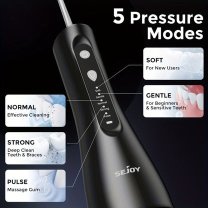 Water Flosser Electric Oral Irrigator 9 Replaceable Nozzles 350mL Tank 20-Day Battery 360° for an Everyday Personal Care Routine