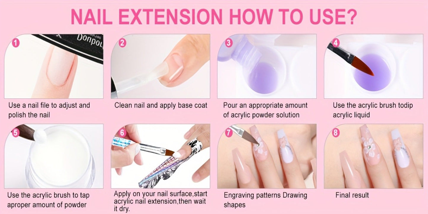 Complete Acrylic Nail Kit with Drill & UV LED Light, Colored Acrylic Powders & All Tools Included