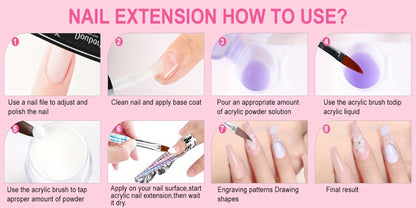Complete Acrylic Nail Kit with Drill & UV LED Light, Colored Acrylic Powders & All Tools Included