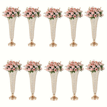Crystal Trumpet Flower Vase Centerpieces for Wedding Table – Bling Wrought Crystal Vases for Party, Anniversary, Birthday