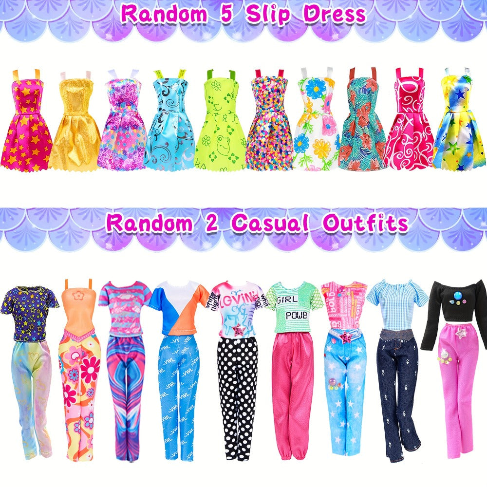 Fashion Doll Wardrobe Set 140pcs for 11.5 Inch Dolls, Deluxe Closet with Wedding Dress, Evening Gowns