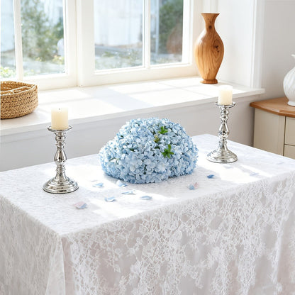 Artificial Hydrangea Flower Stems, 20-Piece 16-Inch Silk-Labeled Set in Blue or White with Green Stems