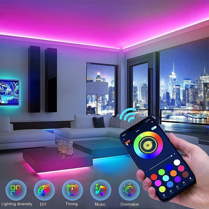 Color Changing LED Strip Lights App & Remote Control – Music Sync Smart RGB Lights 16 Million Colors for Home, Desk and Accent Lighting