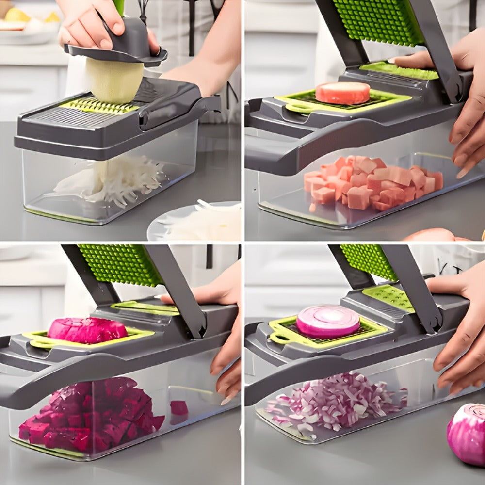Vegetable Chopper 18-in-1 Upgraded Mandoline Slicer – Professional Onion Chopper Food Dicer Cutter with Container