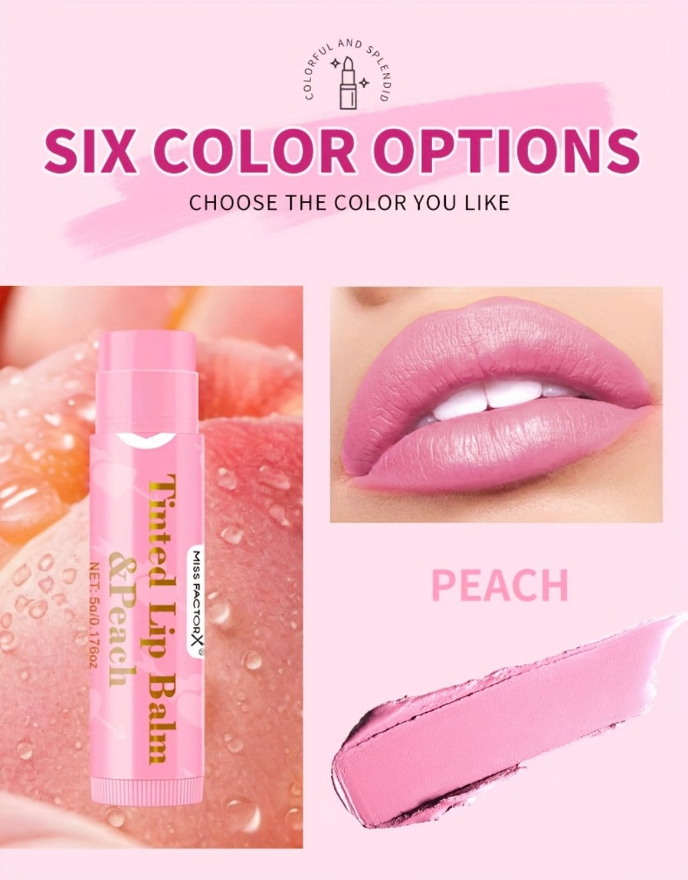 MISS FACTOR 30-Piece Tinted Lip Balm Set with Capped Tubes Organized into Six Color Groups